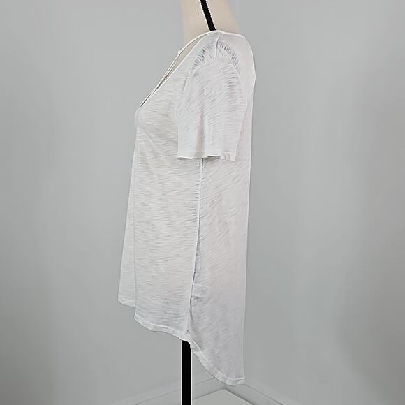 BP White Short-Sleeve Tunic Shirt Criss-Cross Neck Detail Women's XS - Picture 4 of 12